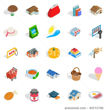 Family holiday icons set, isometric style 40572780