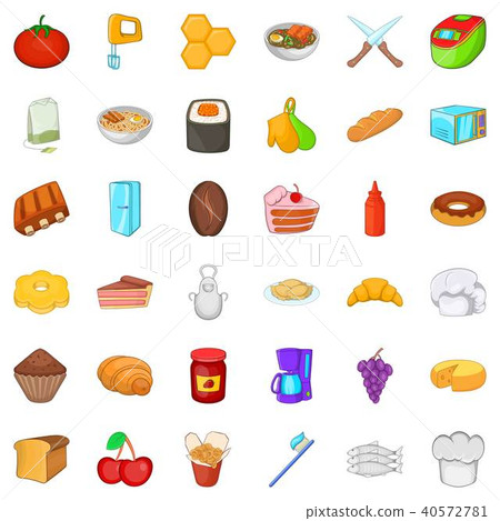 Comestible icons set, cartoon style 40572781