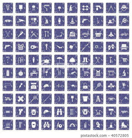 100 tackle icons set grunge sapphire 100 tackle icons set grunge sapphire 40572805