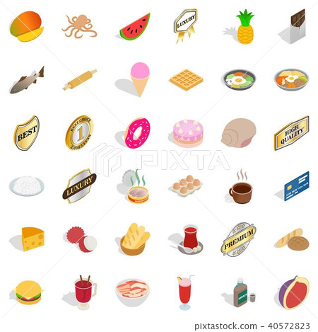 Eat greedily icons set, isometric style 40572823