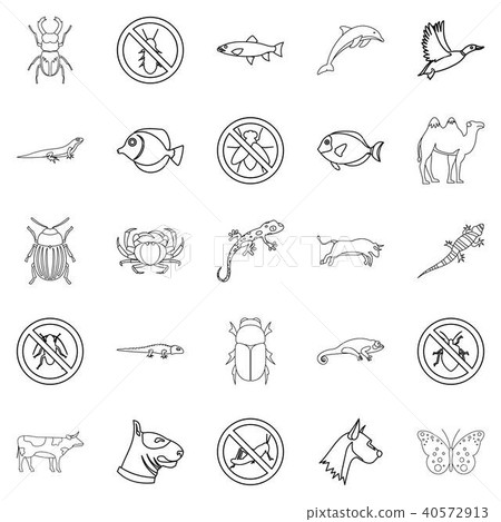 Proud animal icons set, outline style 40572913