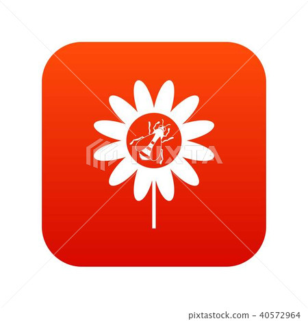 Bee on flower icon digital red 40572964