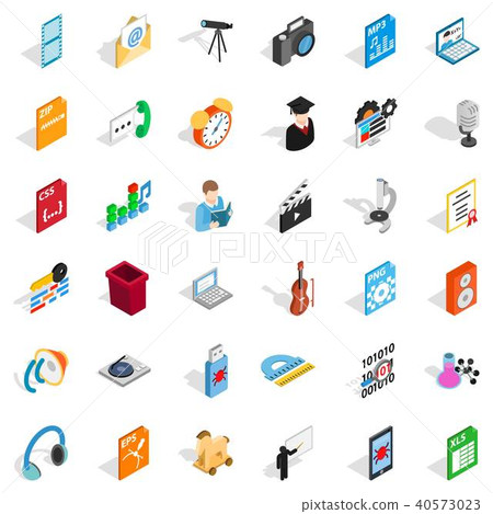 Modern mail icons set, isometric style Modern mail icons set, isometric style 40573023