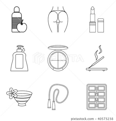 Wellbeing icons set, outline style 40573238