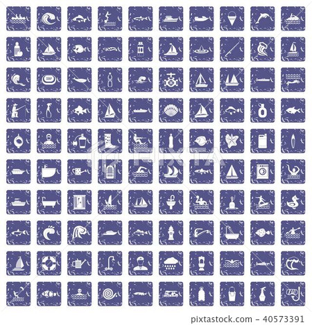 100 water icons set grunge sapphire 100 water icons set grunge sapphire 40573391