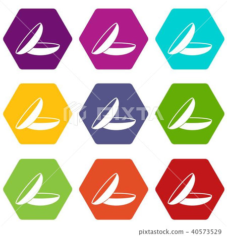 Contact lenses icon set color hexahedron 40573529