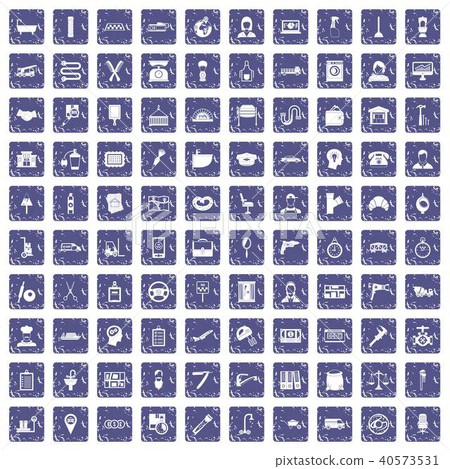 100 work icons set grunge sapphire 40573531