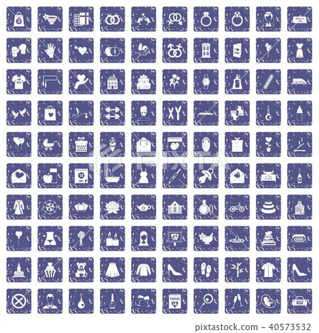 100 woman happy icons set grunge sapphire 40573532