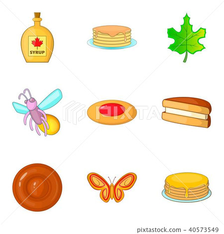 Honey flower icons set, cartoon style Honey flower icons set, cartoon style 40573549