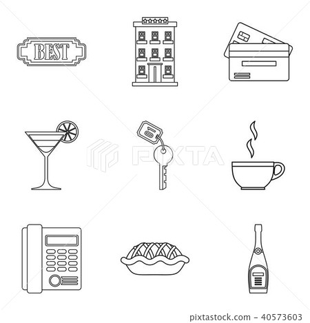 Rent a room icons set, outline style 40573603
