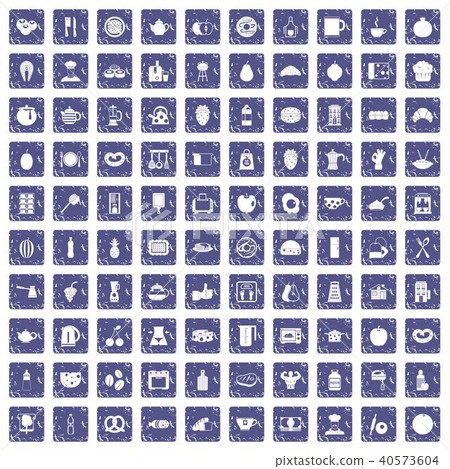 100 breakfast icons set grunge sapphire 100 breakfast icons set grunge sapphire 40573604