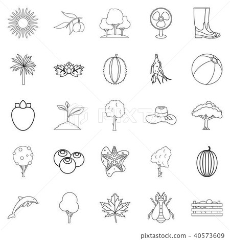 Flourish icons set, outline style Flourish icons set, outline style 40573609