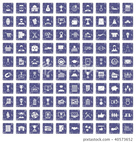 100 business career icons set grunge sapphire 40573652