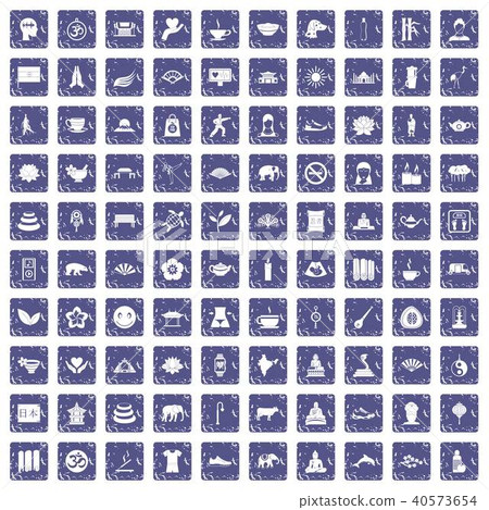 100 yoga icons set grunge sapphire 40573654