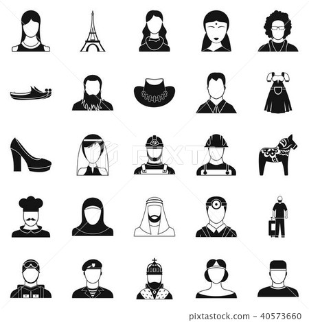 Townsman icons set, simple style 40573660