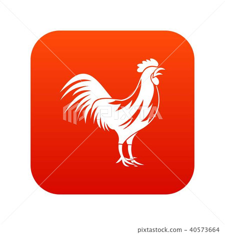 Gallic rooster icon digital red Gallic rooster icon digital red 40573664