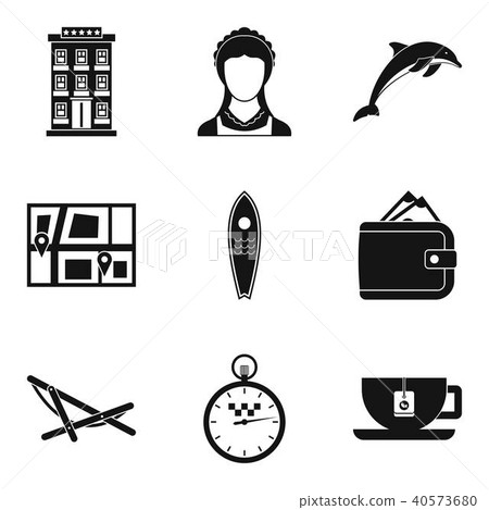 Hotel room icons set, simple style 40573680