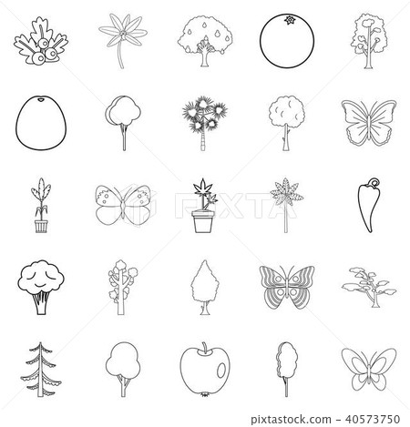 Diversity of flora icons set, outline style 40573750