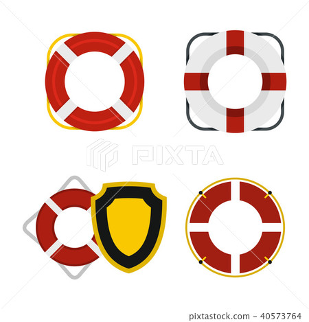 Lifebuoy icon set, flat style 40573764