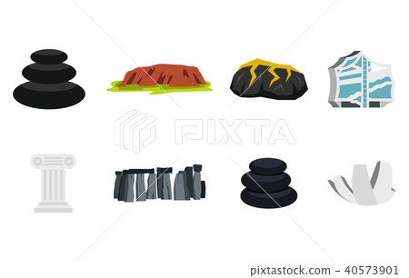 Stones icon set, flat style Stones icon set, flat style 40573901