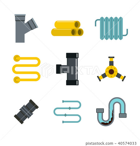 Pipe icon set, flat style - Stock Illustration [40574033] - PIXTA