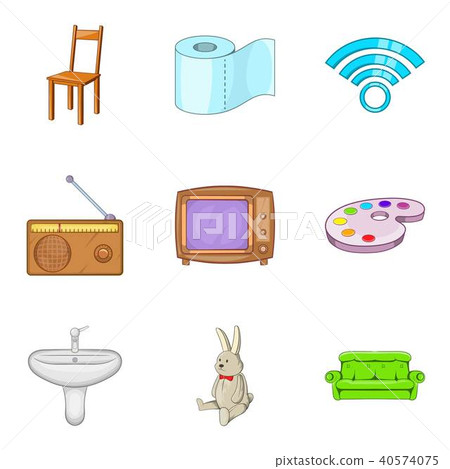 Piece of furniture icons set, cartoon style 40574075