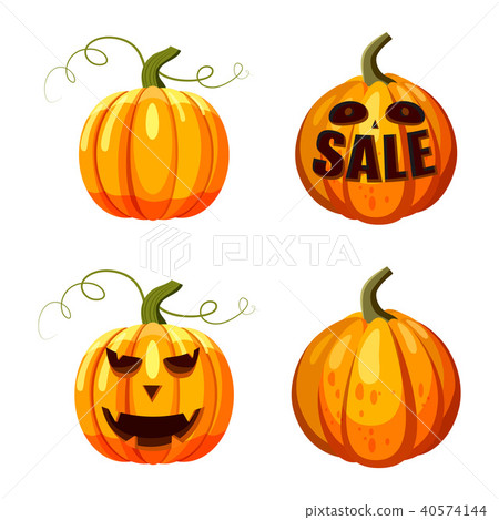 Pumpkin icon set, cartoon style 40574144