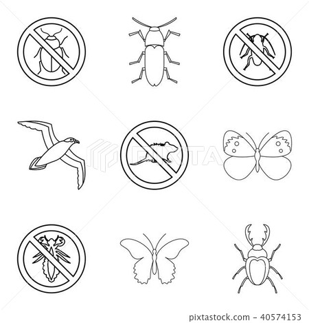 Kill insect icons set, outline style 40574153