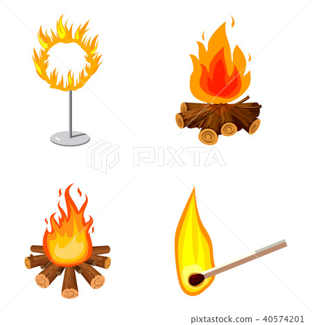 Fire icon set, cartoon style Fire icon set, cartoon style 40574201