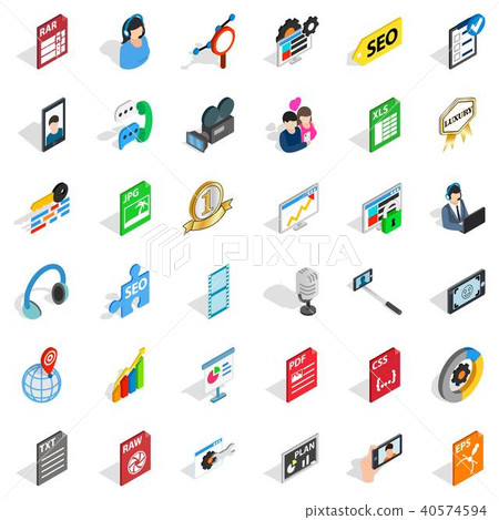 Variety of press icons set, isometric style Variety of press icons set, isometric style 40574594