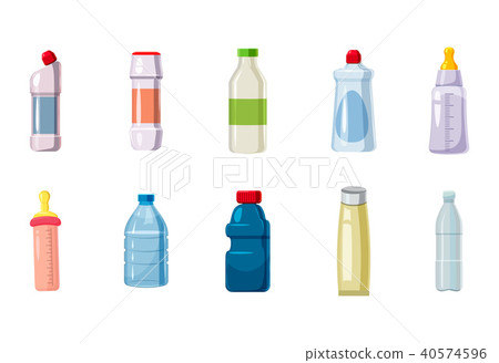 Plastic bottle icon set, cartoon style Plastic bottle icon set, cartoon style 40574596