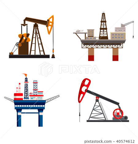 Petrol extraction icon set, cartoon style Petrol extraction icon set, cartoon style 40574612
