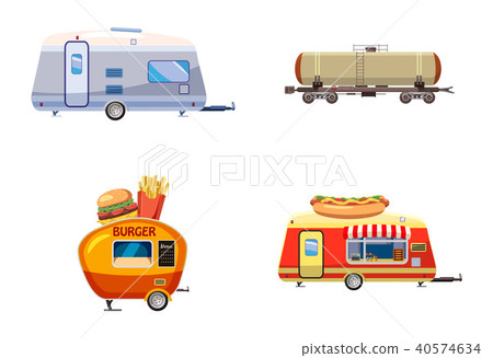 Trailer icon set, cartoon style Trailer icon set, cartoon style 40574634