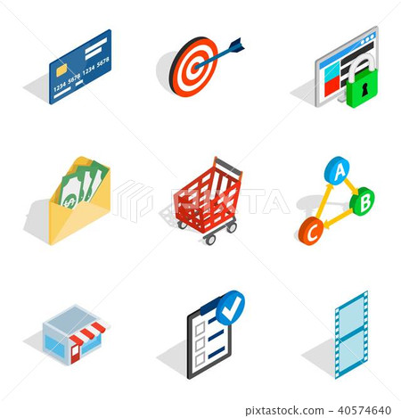 Informational progress icons set, isometric style Informational progress icons set, isometric style 40574640