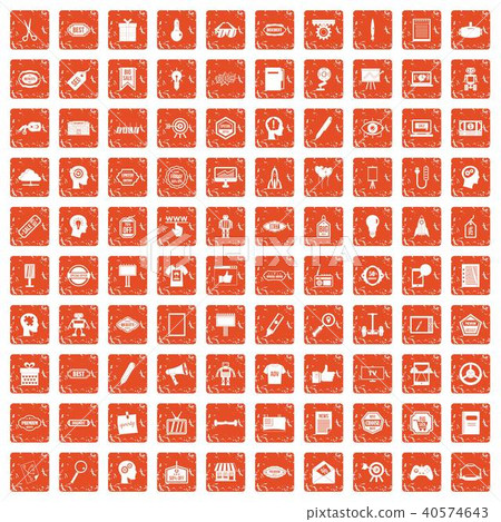 100 creative marketing icons set grunge orange 100 creative marketing icons set grunge orange 40574643