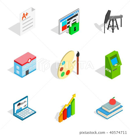 Work agreement icons set, isometric style Work agreement icons set, isometric style 40574711