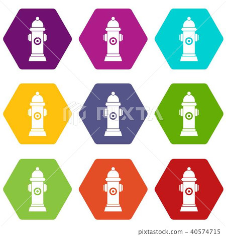 Hydrant icon set color hexahedron Hydrant icon set color hexahedron 40574715