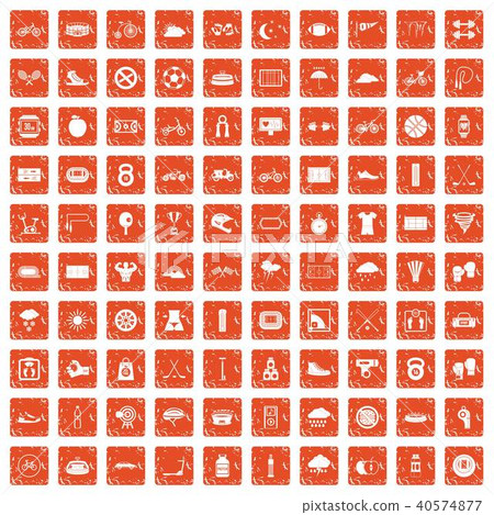 100 cycling icons set grunge orange 100 cycling icons set grunge orange 40574877