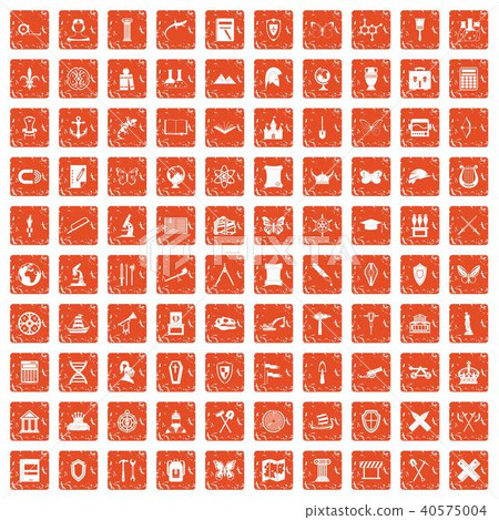 100 archeology icons set grunge orange 100 archeology icons set grunge orange 40575004