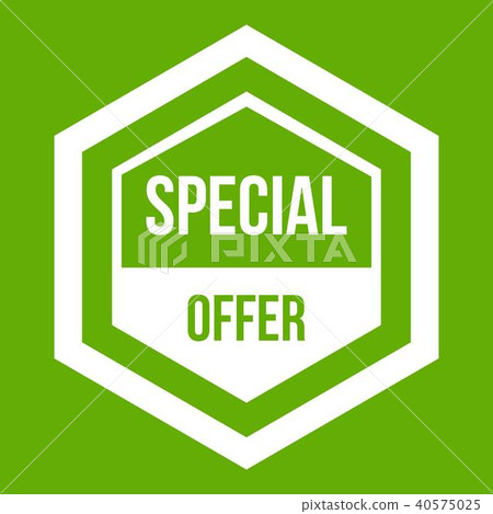 Special offer pentagon icon green Special offer pentagon icon green 40575025