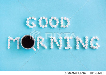Good Morning from marshmallow cup coffee. Concept Good Morning from marshmallow cup coffee. Concept 40576600