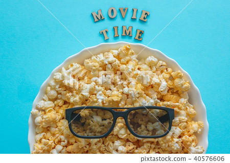 Abstract image of viewer 3D glasses and popcorn Abstract image of viewer 3D glasses and popcorn 40576606