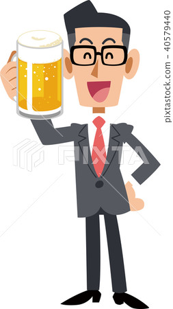 Draft beer and male office worker - Stock Illustration [40579440] - PIXTA