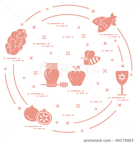 Jewish traditional treats and symbols 40579865