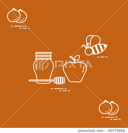 Apple in honey in Rosh Hashanah, pomegranate, bee 40579868