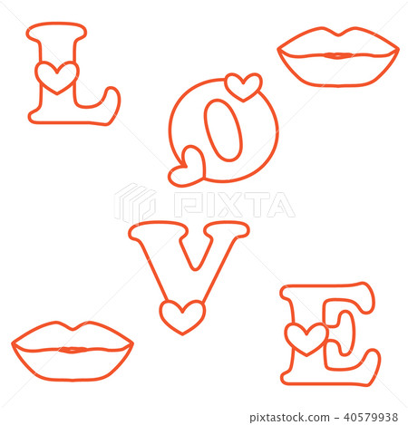 Love letter with hearts and a kisses Valentine's Love letter with hearts and a kisses Valentine's 40579938