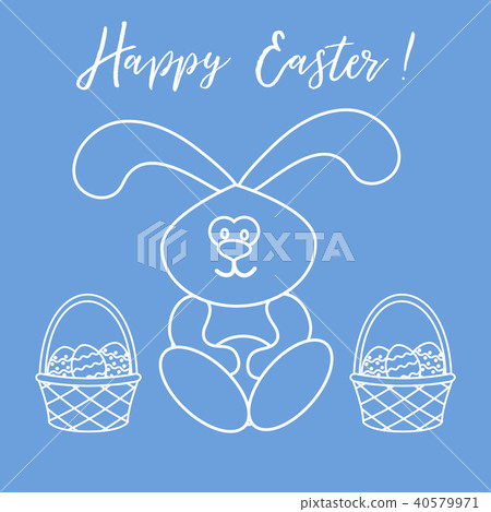 Easter rabbit and two baskets of decorated eggs 40579971