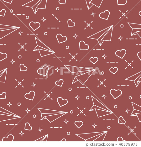 Seamless pattern with paper airplane and hearts Seamless pattern with paper airplane and hearts 40579973