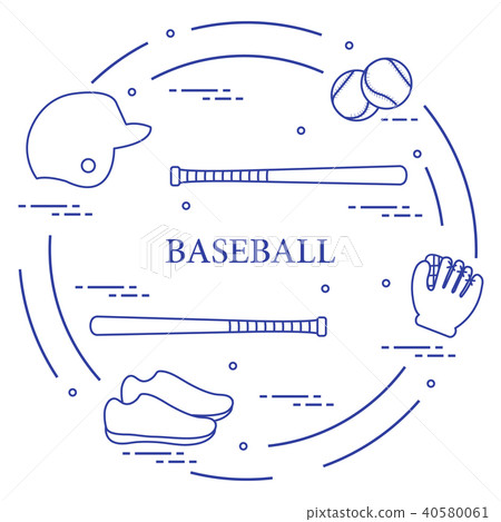 Baseball bats, glove, balls, helmet, shoes Baseball bats, glove, balls, helmet, shoes 40580061