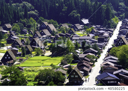 A panoramic view of Shirakawa-go's Giho Prefecture World Heritage Site A panoramic view of Shirakawa-go's Giho Prefecture World Heritage Site 40580225